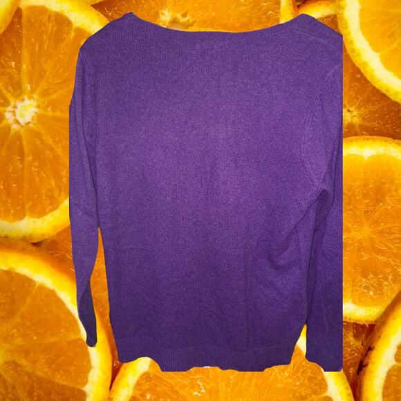 Ann Taylor Cashmere Purple V Neck Sweater Size Large - Picture 5 of 5